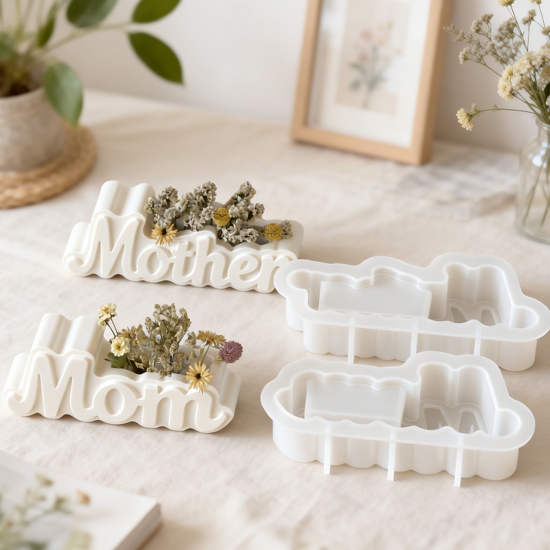 Candle Containers - Letter Shape Vase Plaster Silicone Mold
