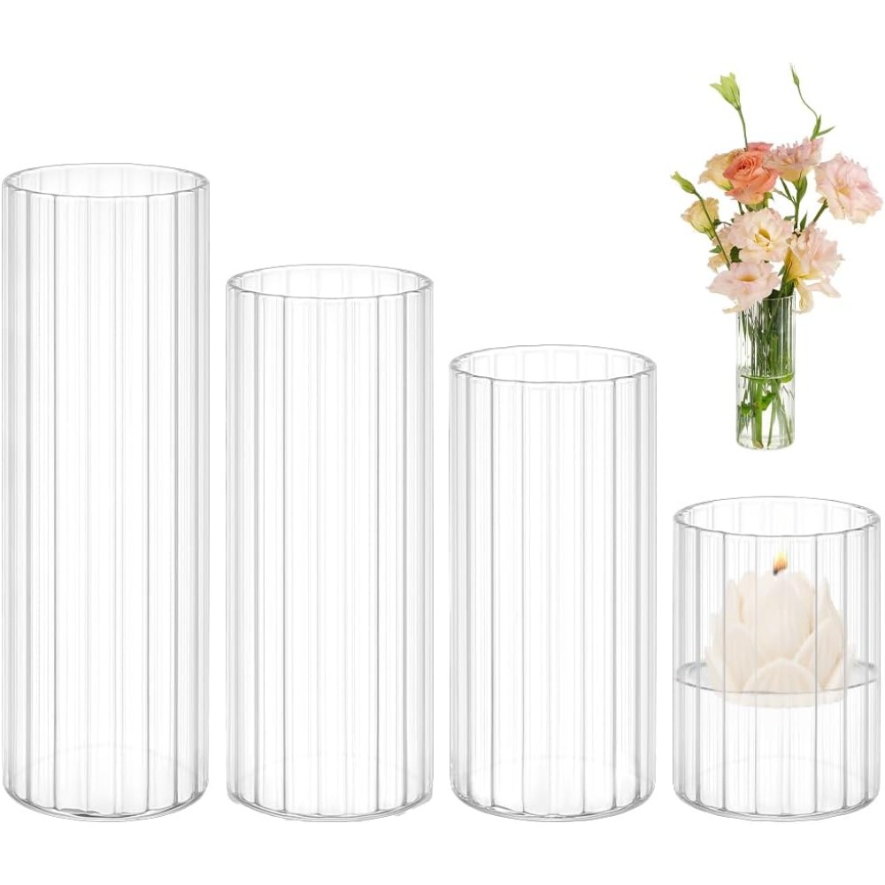Candle Containers - 4 Size Glass Cylinder Vases 3.5/5.5/6.7/7.8