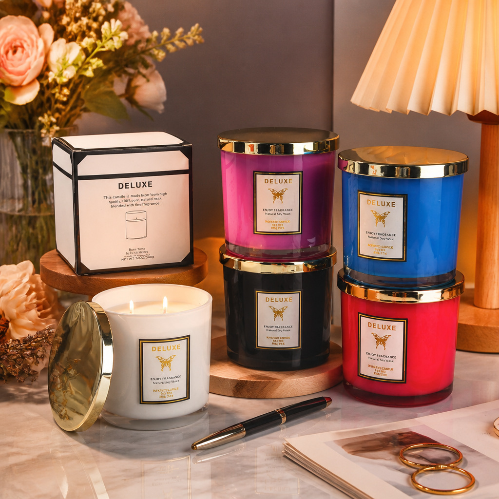 Soy Wax - 400G gold cover glass scented candle