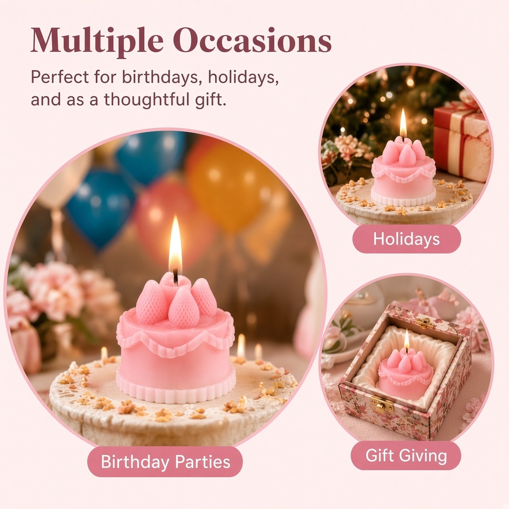 Soy Wax - 1Pc Cake-Shaped Scented Candle, Romantic and