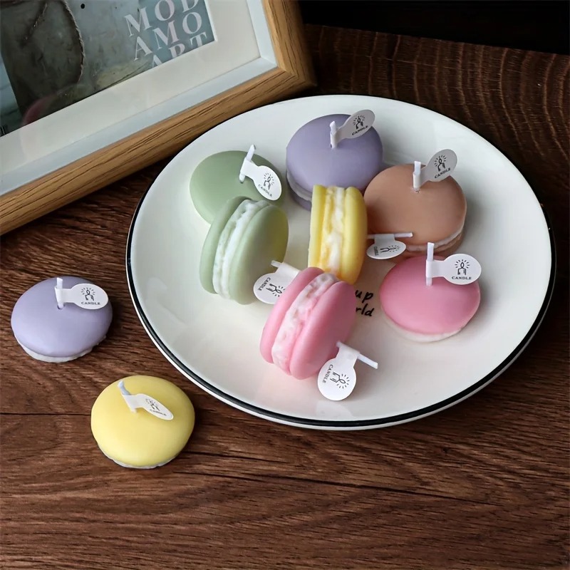 Soy Wax - 1/5pcs Realistic Macaron-shaped Candles Scented Soy