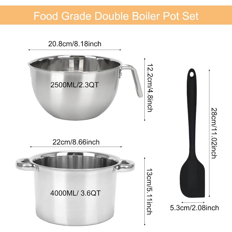 3Pcs Double Boiler Pot Set Sta - огляд і ціна Candle Wax Scale