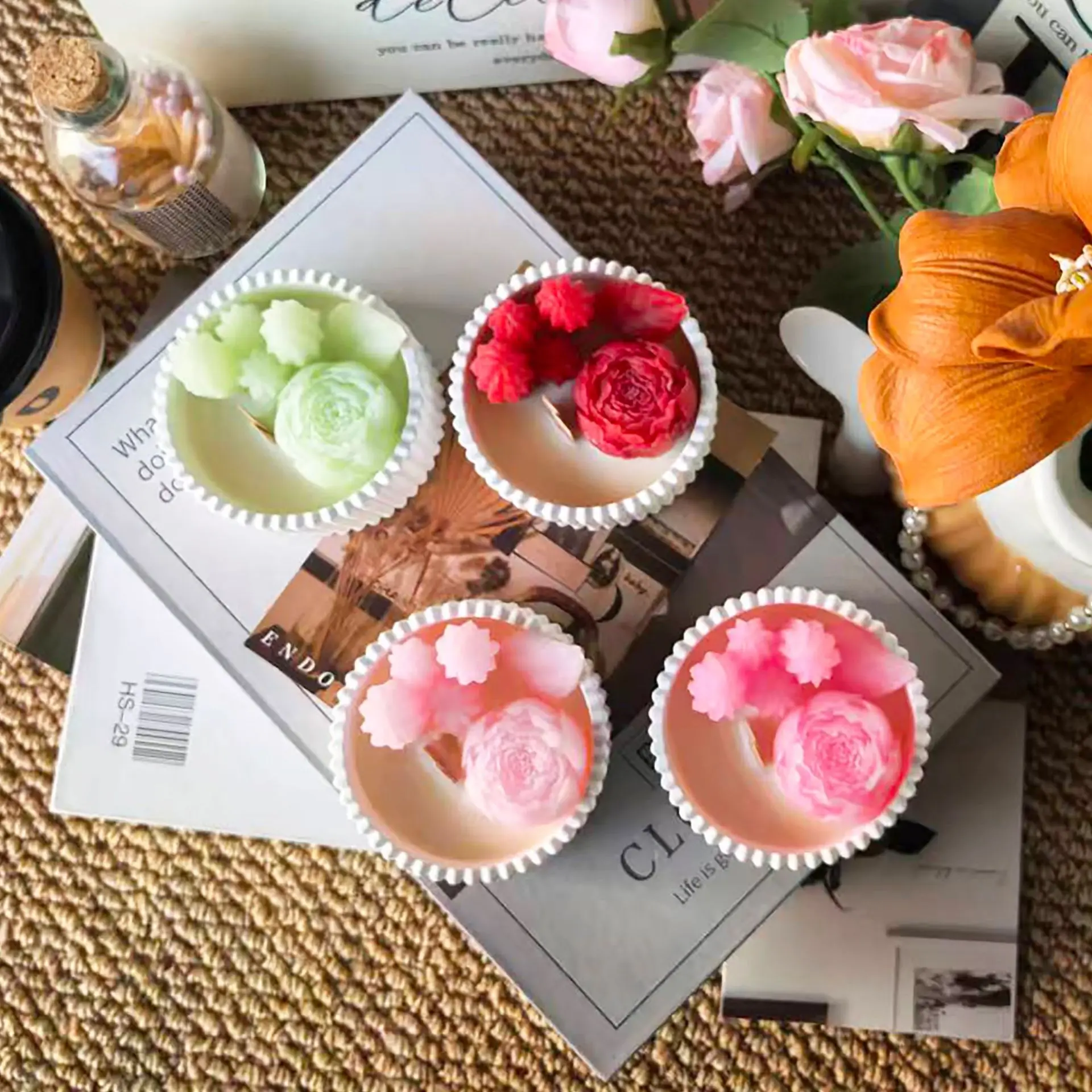 2pcs Floral Rose Cup Scented C - огляд і ціна Paraffin Wax
