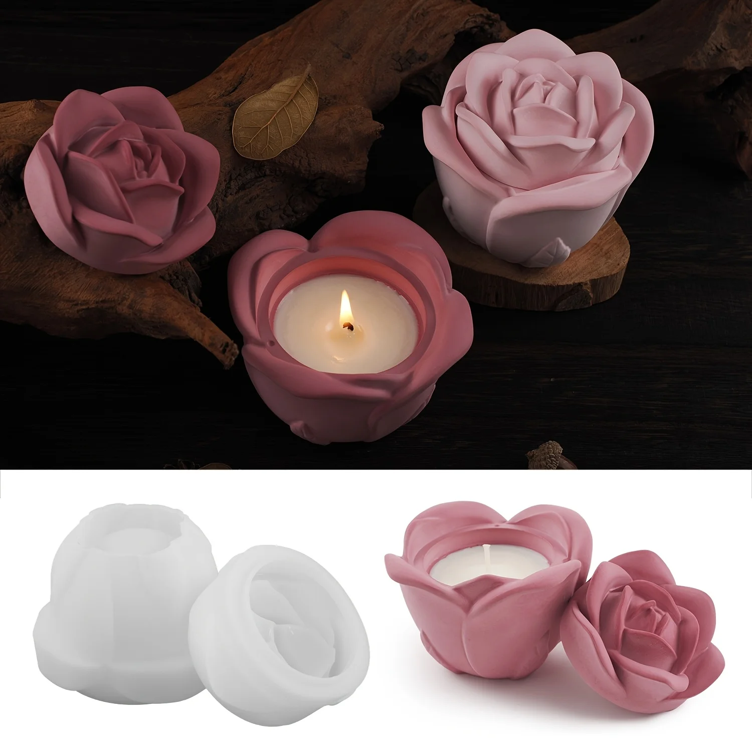 2-Piece Set Rose Shaped Silico - огляд і ціна Candle Molds